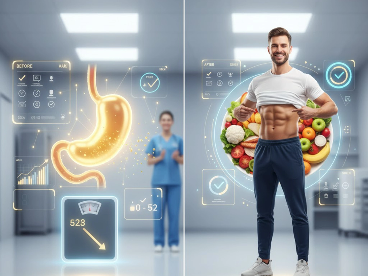 النتائج بعد عملية بالون المعدة